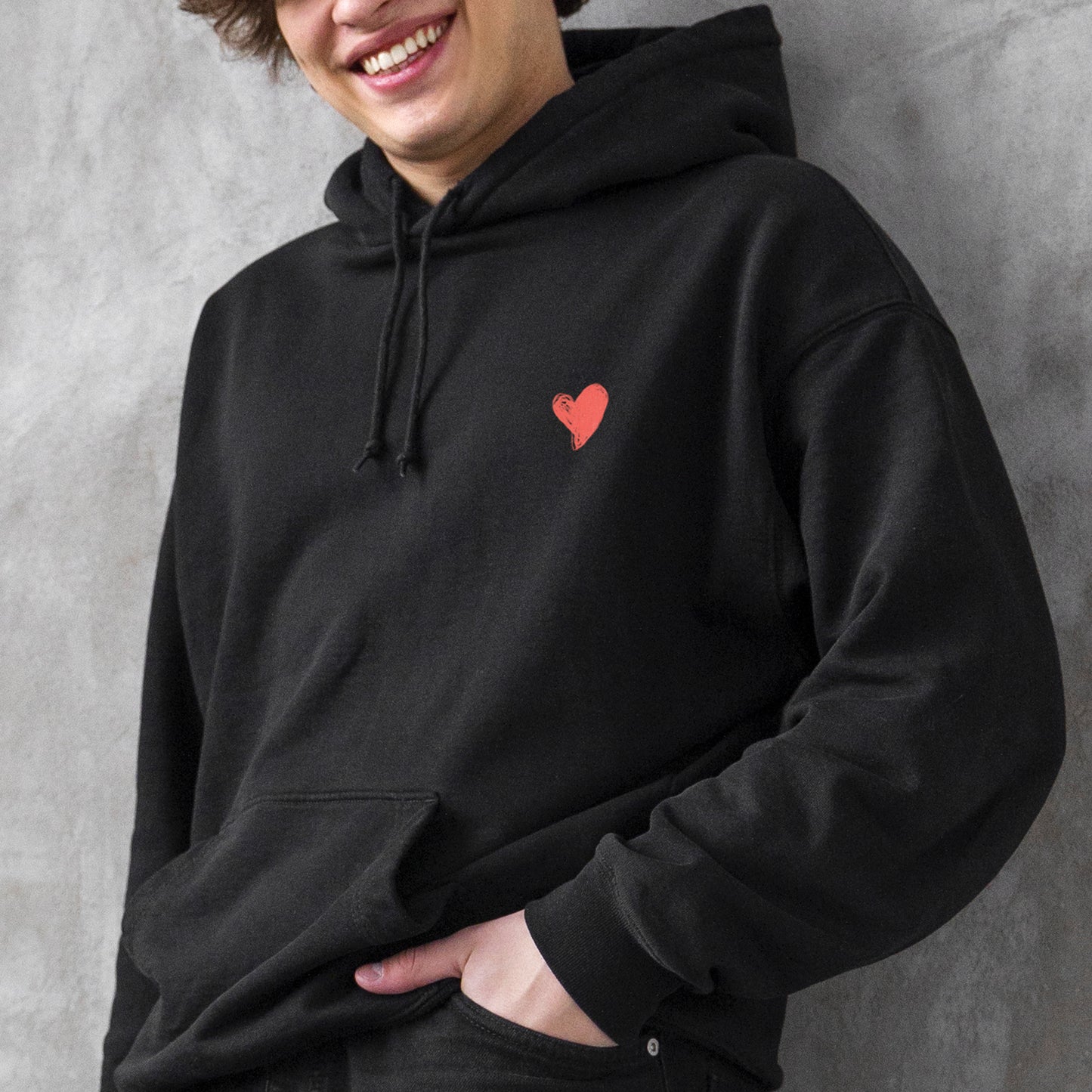 Hanorac Unisex Inima Mica - Negru
