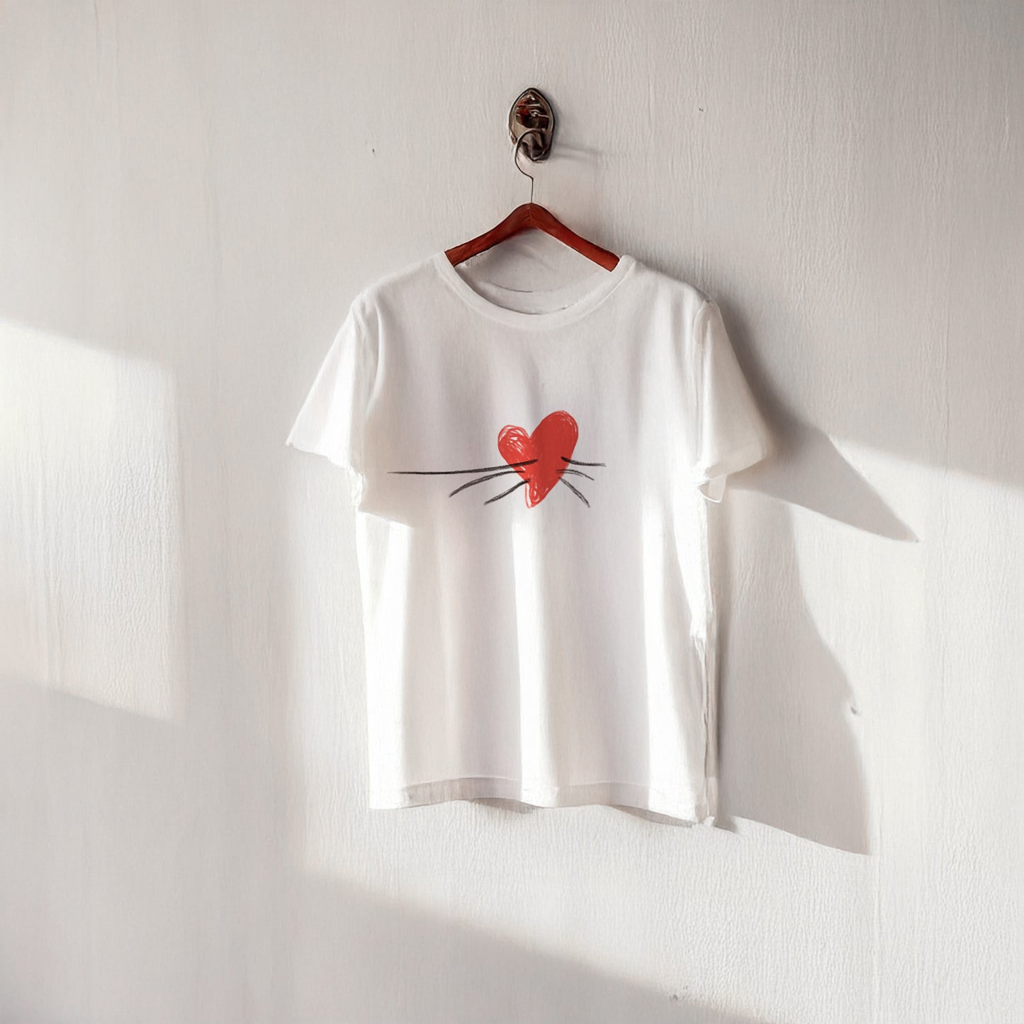 Tricou Unisex Inima Mustati - Alb