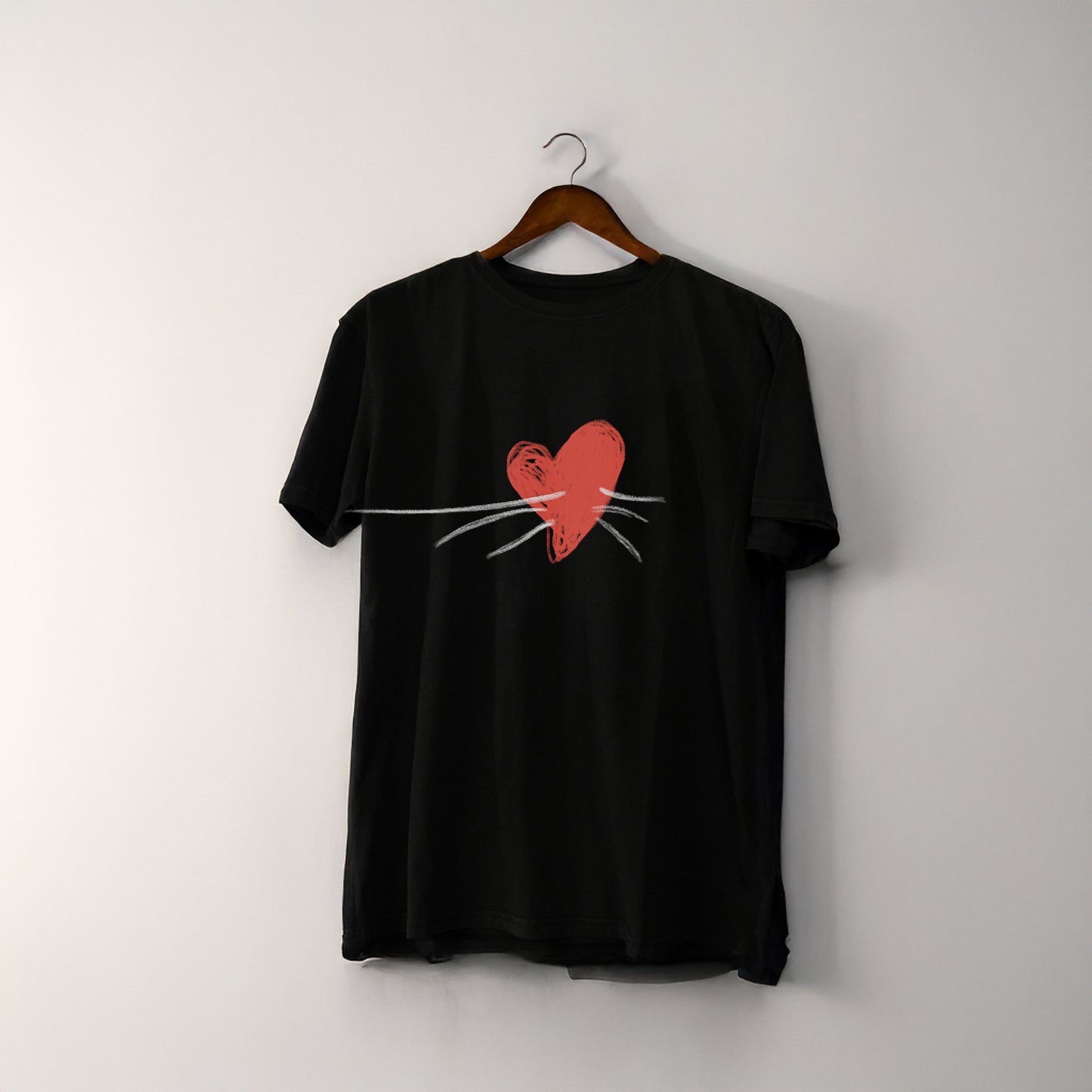 Tricou Unisex Inima Mustati - Negru