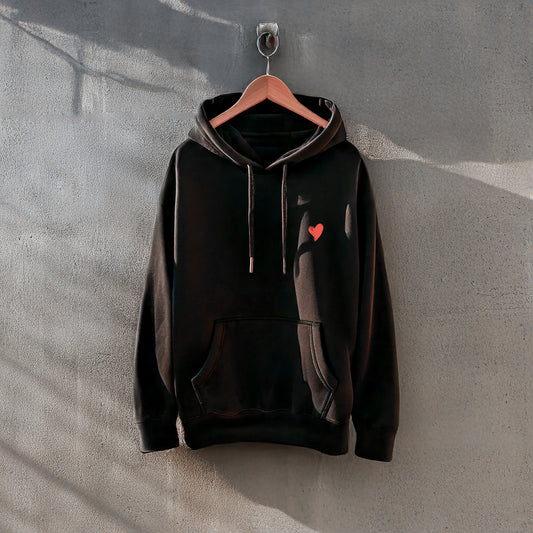 Hanorac Unisex Inima Mica - Negru