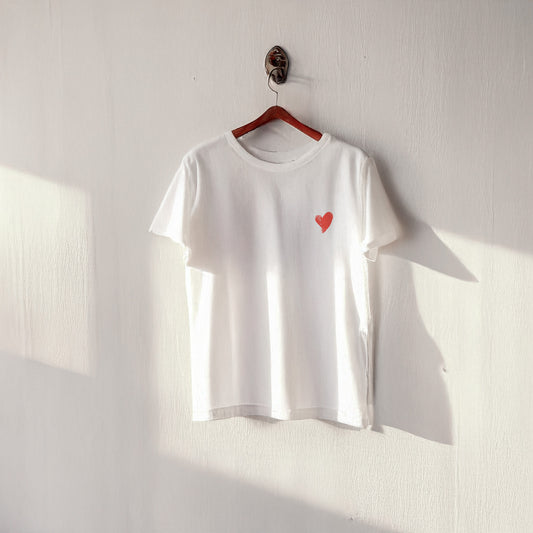 Tricou Unisex Inima Mica - Alb